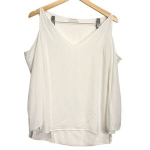 Frankie Cold Shoulder Women’s White V-Neck‎ Blouse Size Medium